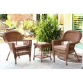 Jeco Jeco W00205_2-CES007 3 Piece Honey Wicker Chair And End Table Set With Brown Chair Cushion W00205_2-CES007